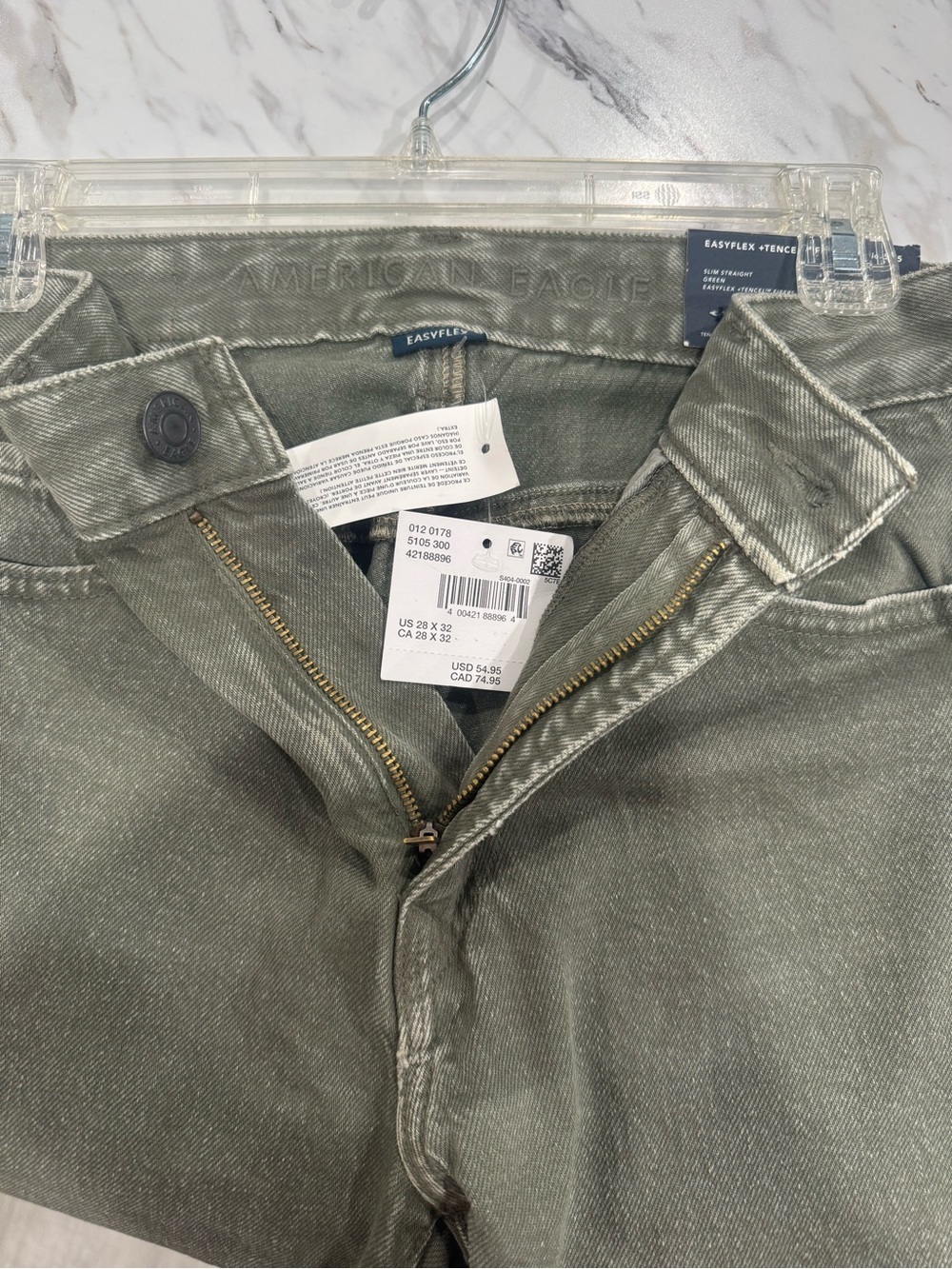 American Eagle Men's EasyFlex Tencel Slim Straight Jeans Green 28/32 New NWT - Picture 7 of 11